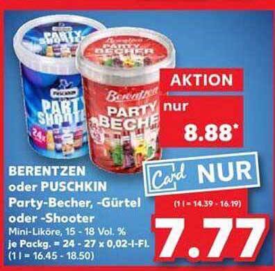 BERENTZEN oder PUSCHKIN Party-Becher, Gürtel oder Shooter