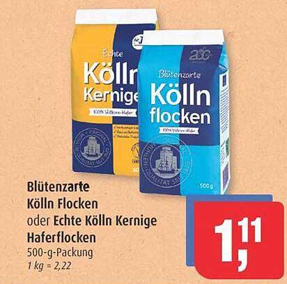 Blütenzarte Kölln Flocken oder Echte Kölln Kernige Haferflocken