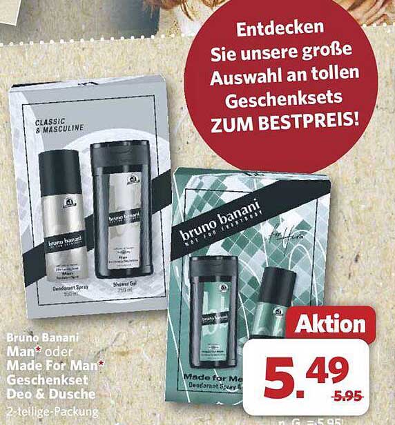 Bruno Banani Man* oder Made For Man* Geschenkset Deo & Dusche