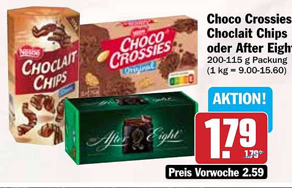 Choco Crossies Choclit Chips oder After Eight