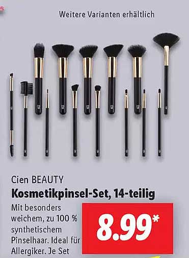 Cien BEAUTY Kosmetikpinsel-Set, 14-teilig