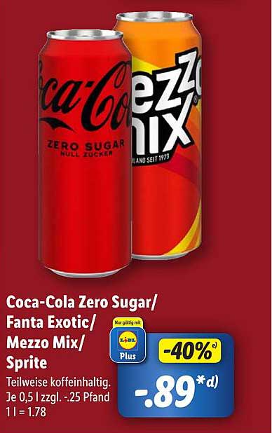 Coca-Cola Zero Sugar/Fanta Exotic/Mezzo Mix/Sprite