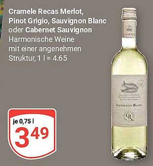 Cramele Recas Merlot, Pinot Grigio, Sauvignon Blanc oder Cabernet Sauvignon