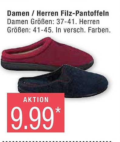 Damen / Herren Filz-Pantoffeln