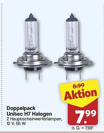 Doppelpack Unitec H7 Halogen