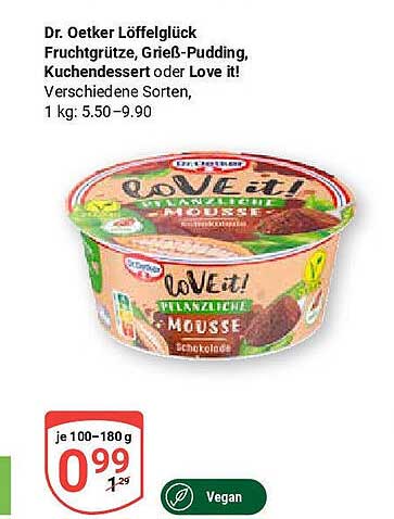 Dr. Oetker Löffelglück Love it! Pflanzliche Mousse Schokolade