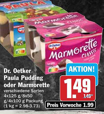 Dr. Oetker Paula Pudding oder Marmorette