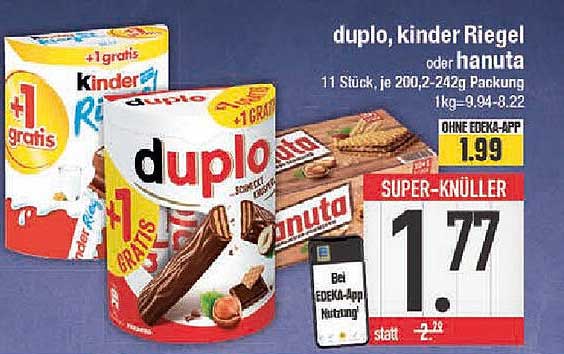 duplo, kinder Riegel oder hanuta