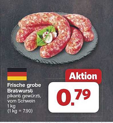 Frische grobe Bratwurst