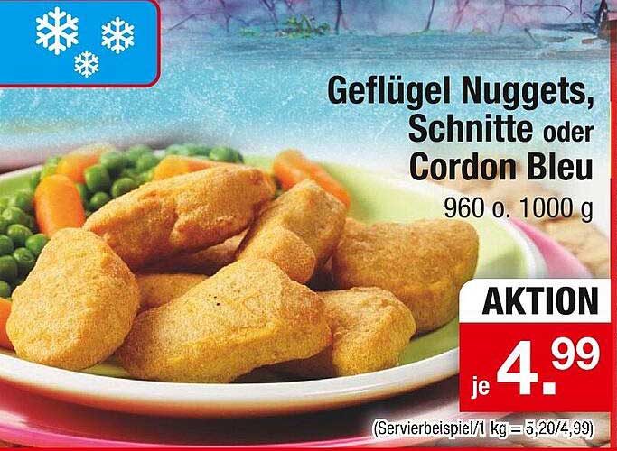 Geflügel Nuggets, Schnitte oder Cordon Bleu