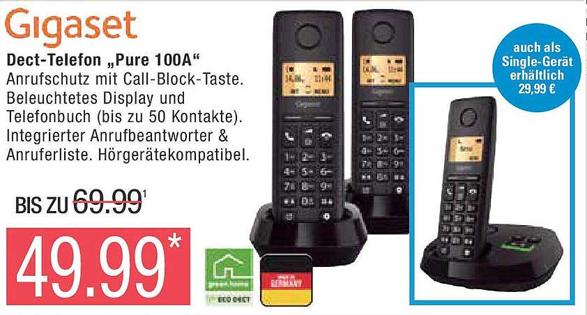 Gigaset Dect-Telefon „Pure 100A“