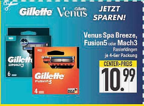 Gillette Venus Spa Breeze, Fusion5 oder Mach3 Rasierklingen je 4-6er Packung