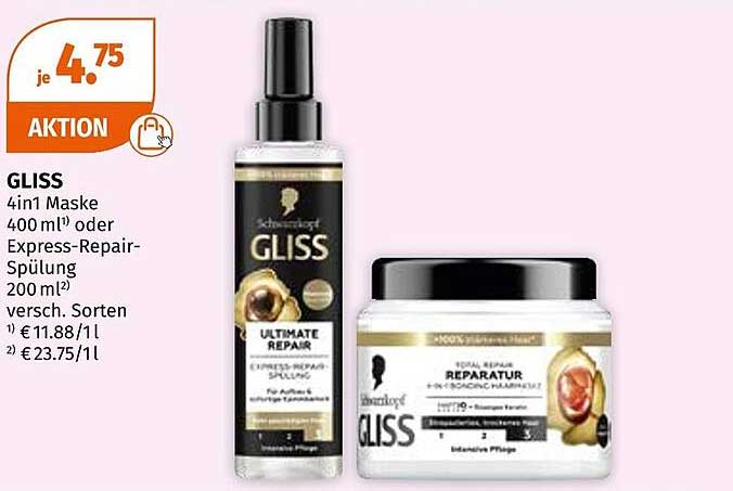 GLISS 4in1 Maske oder Express-Repair-Spülung