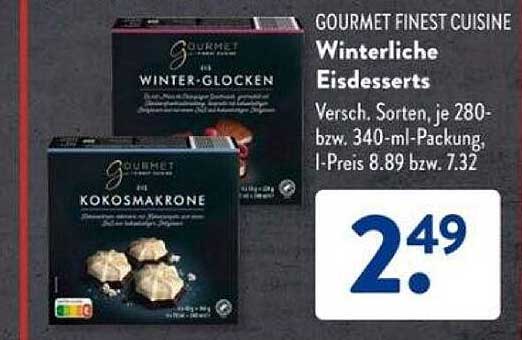 GOURMET WINTER-GLOCKEN  
GOURMET KOKOSMAKRONE  
Winterliche Eisdesserts