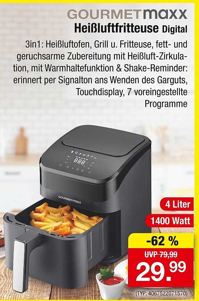 GOURMETmaxx Heißluftfritteuse Digital