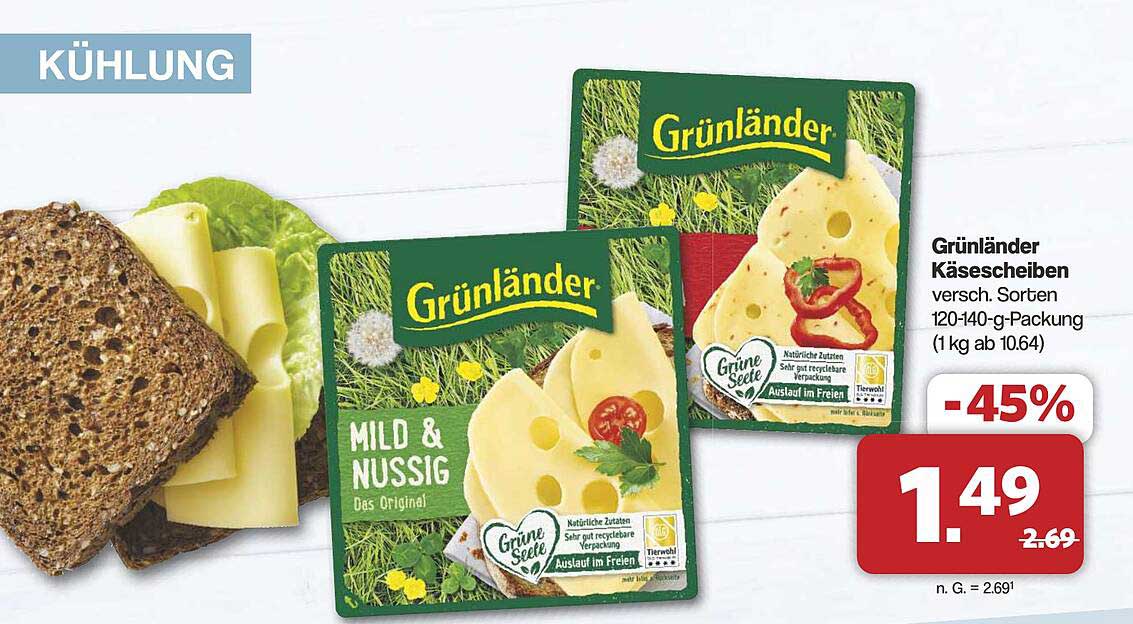 Grünländer Käse scheiben