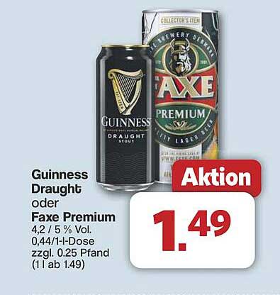 Guinness Draught oder Faxe Premium