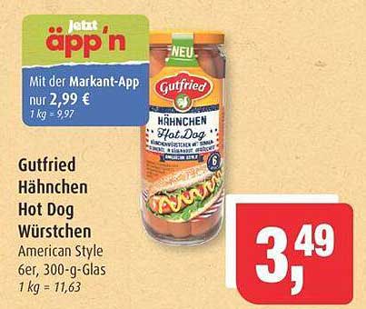 Gutfried Hähnchen Hot Dog Würstchen