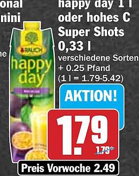 happy day 1 l oder hohes C Super Shots 0,33 l