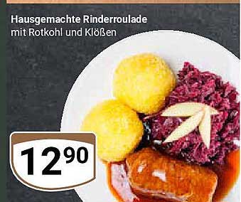 Hausgemachte Rinderroulade mit Rotkohl und Klößen