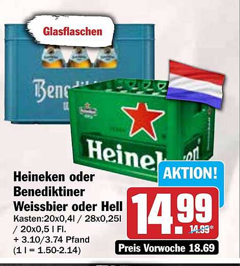 Heineken oder Benediktiner Weissbier oder Hell