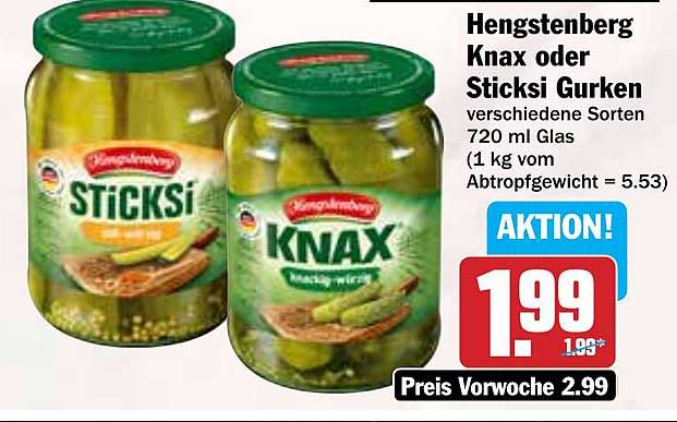 Hengstenberg Knax oder Sticksi Gurken