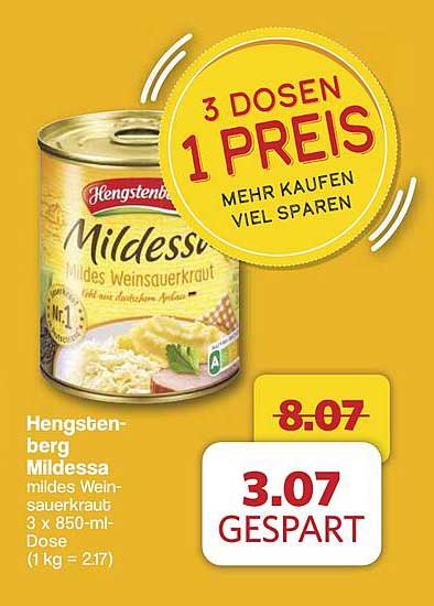 Hengstenberg Mildessa mildes Weinsauerkraut