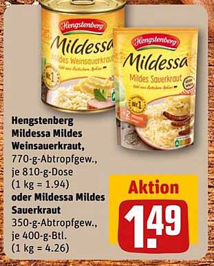 Hengstenberg Mildessa Mildes Weinsauerkraut