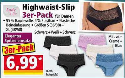 Highwaist-Slip 3er-Pack für Damen