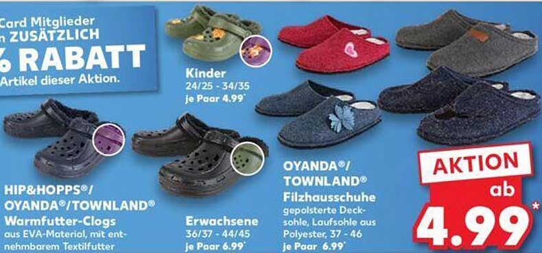 HIP&HOPPS®/OYANDA®/TOWNLAND® Warmfutter-Clogs  
OYANDA®/TOWNLAND® Filzhausschuhe  