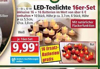 I-GLOW LED-Teelichte 16er-Set