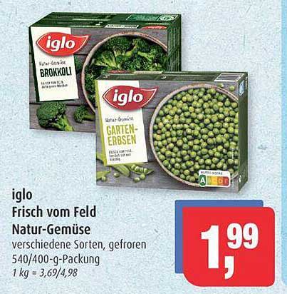 iglo Brokkoli  
iglo Garten-Erbsen  