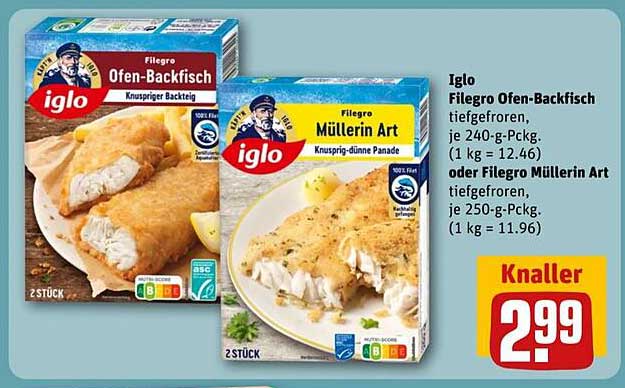 Iglo Filegro Ofen-Backfisch oder Filegro Müllerin Art