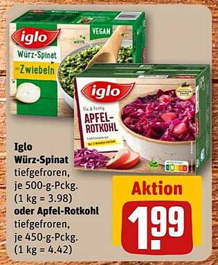 Iglo Würz-Spinat oder Apfel-Rotkohl