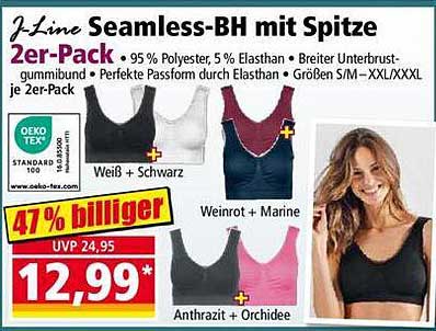 J-Line Seamless-BH mit Spitze 2er-Pack