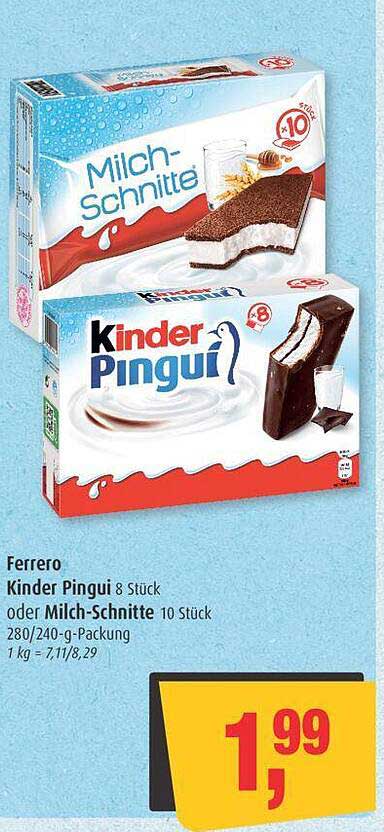 Kinder Pingui 8 Stück oder Milch-Schnitte 10 Stück