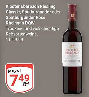 Kloster Eberbach Riesling Classic, Spätburgunder oder Spätburgunder Rosé Rheingau DQW