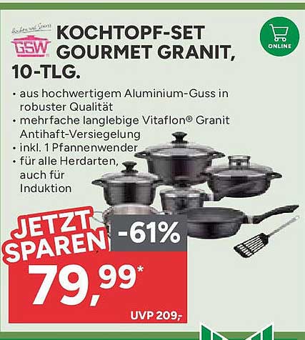 KOCHTOPF-SET GOURMET GRANIT, 10-TLG.