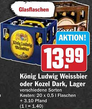 König Ludwig Weissbier oder Kozel Dark, Lager