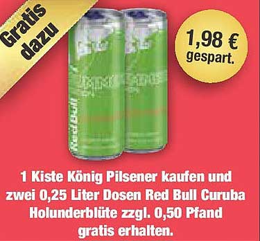 König Pilsener und Red Bull Curuba Holunderblüte