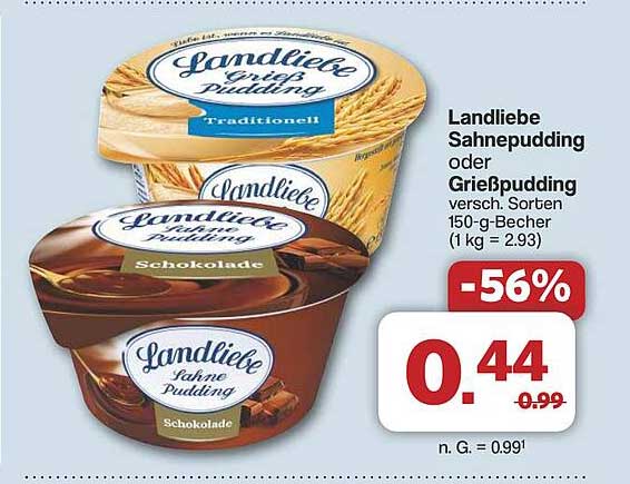 Landliebe Sahnepudding oder Grießpudding