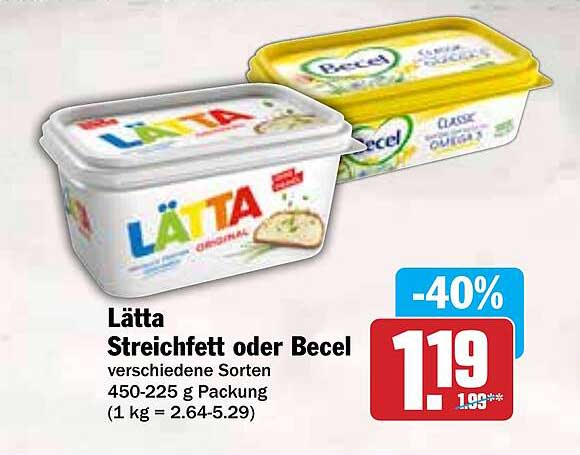 Lätta Streichfett oder Becel