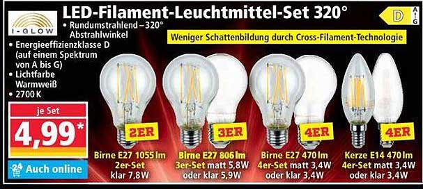 LED-Filament-Leuchtmittel-Set 320°