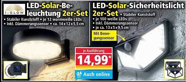 LED-Solar-Beleuchtung 2er-Set  
LED-Solar-Sicherheitslicht 2er-Set  