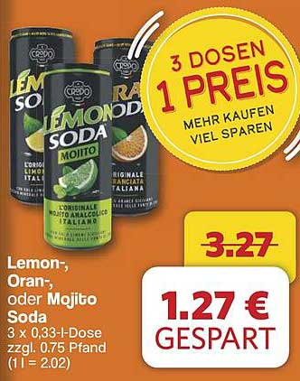 Lemon-, Oran-, oder Mojito Soda