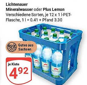 Lichtenauer Mineralwasser oder Plus Lemon