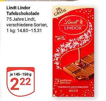 Lindt Lindor Tafelschokolade