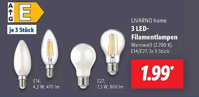 LIVARNO home 3 LED-Filamentlampen