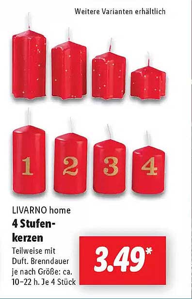 LIVARNO home 4 Stufenkerzen