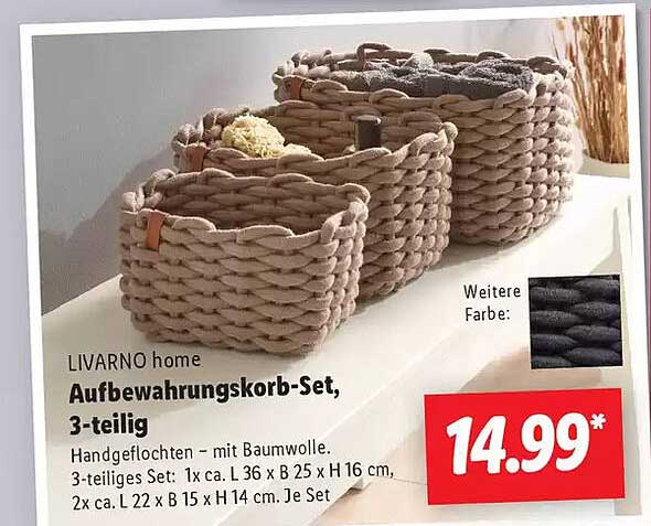 LIVARNO home Aufbewahrungskorb-Set, 3-teilig